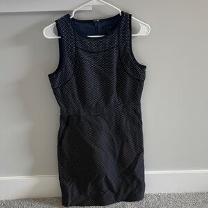 Elegant Navy Blue Polka Dot Dress